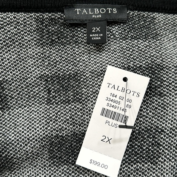 Talbots Plus Size Black and White Buffalo Plaid Cardigan Sweater Jacket 2X - Picture 3 of 4